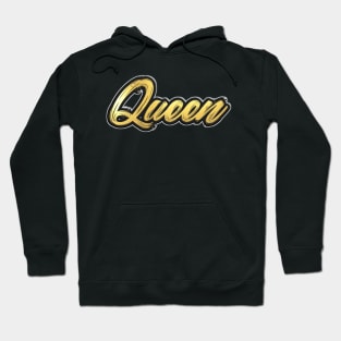 Shiny black and Gold QUEEN word ver4 Hoodie